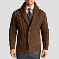 Men's Cable Knit Shawl Collar Cardigan — Relaxed Fit
