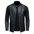 Men's Slim Fit Faux Leather Moto Jacket — Zip-Up