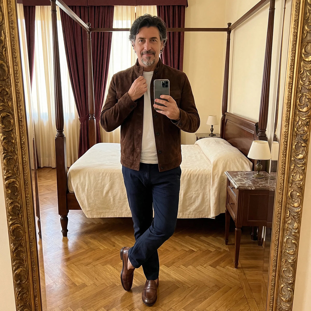 Men's Genuine Suede Field Jacket — Button-Up