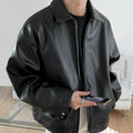 Men's Oversized Faux Leather Bomber Jacket — Streetwear Fit