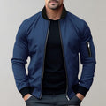 Men's Ribbed Collar Zip-Up Bomber Jacket — Slim Fit