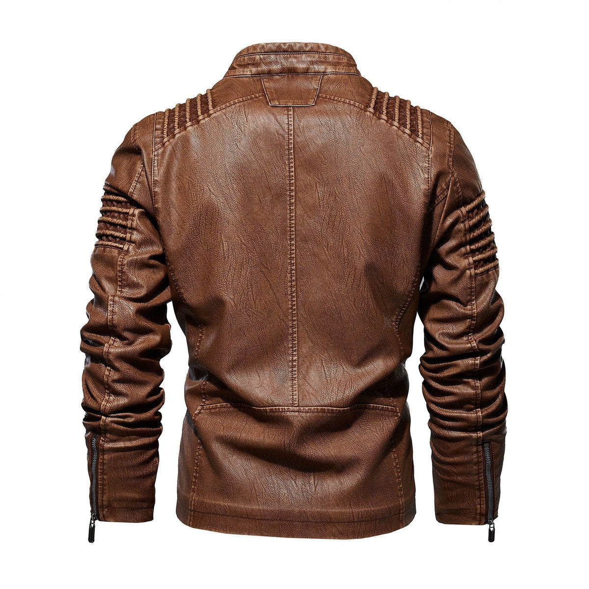 Men's Faux Leather Biker Jacket — Structured Shoulder