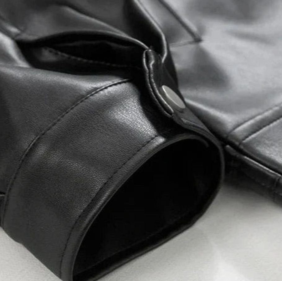 Men's Oversized Faux Leather Zip-Up Bomber Jacket — Boxy Fit