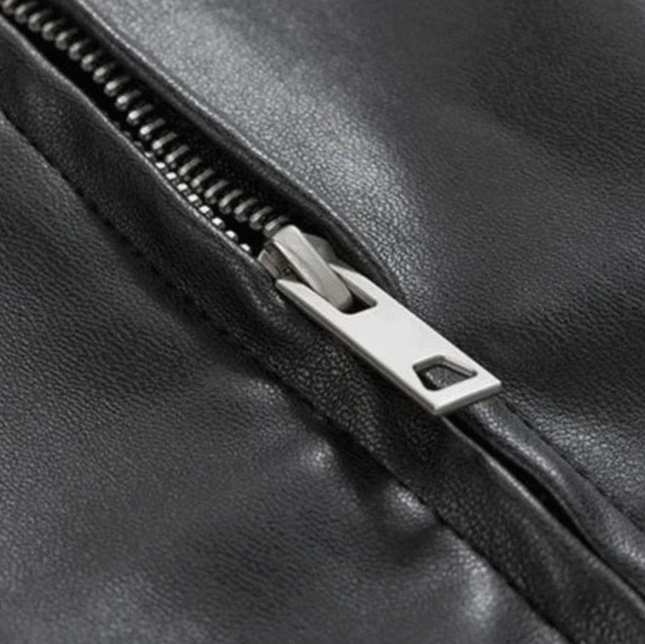 Men's Oversized Faux Leather Zip-Up Bomber Jacket — Boxy Fit