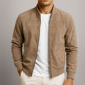 Men's Slim Fit Suede Bomber Jacket — Full Zip