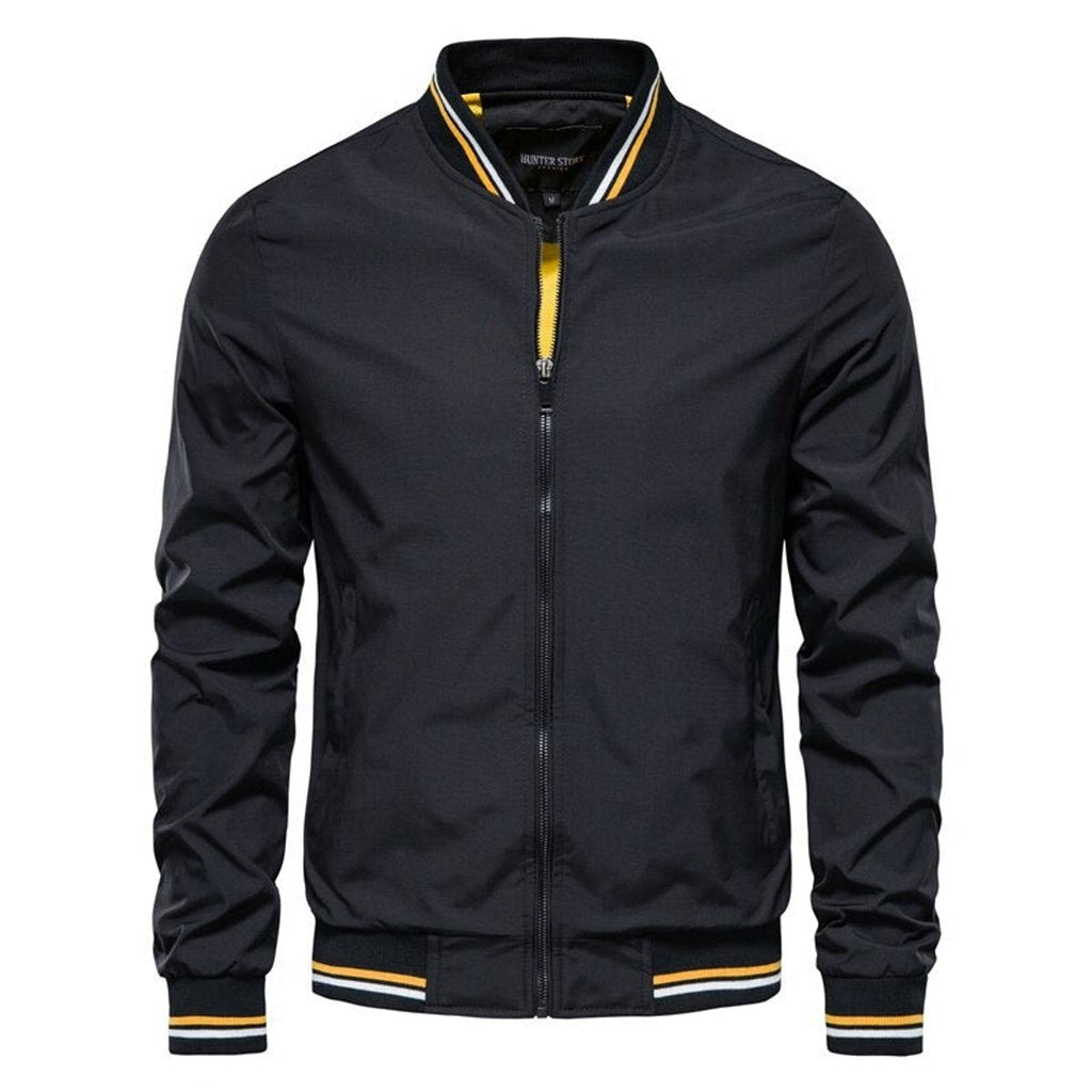 Men's Lightweight Zip-Up Bomber Jacket — Ribbed Trim
