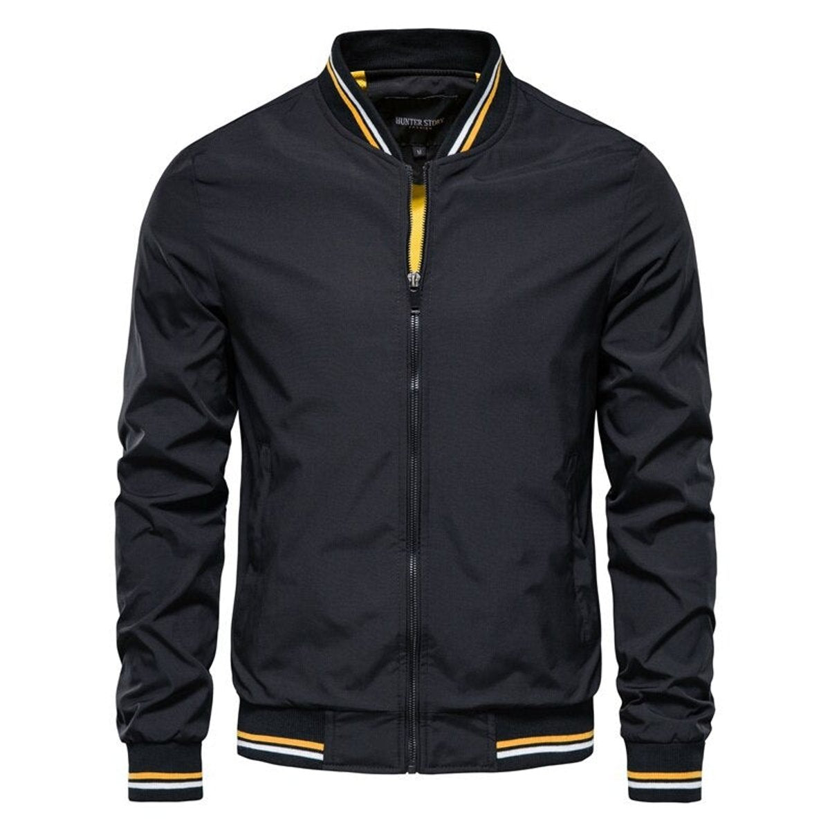 Men's Lightweight Zip-Up Bomber Jacket — Ribbed Trim