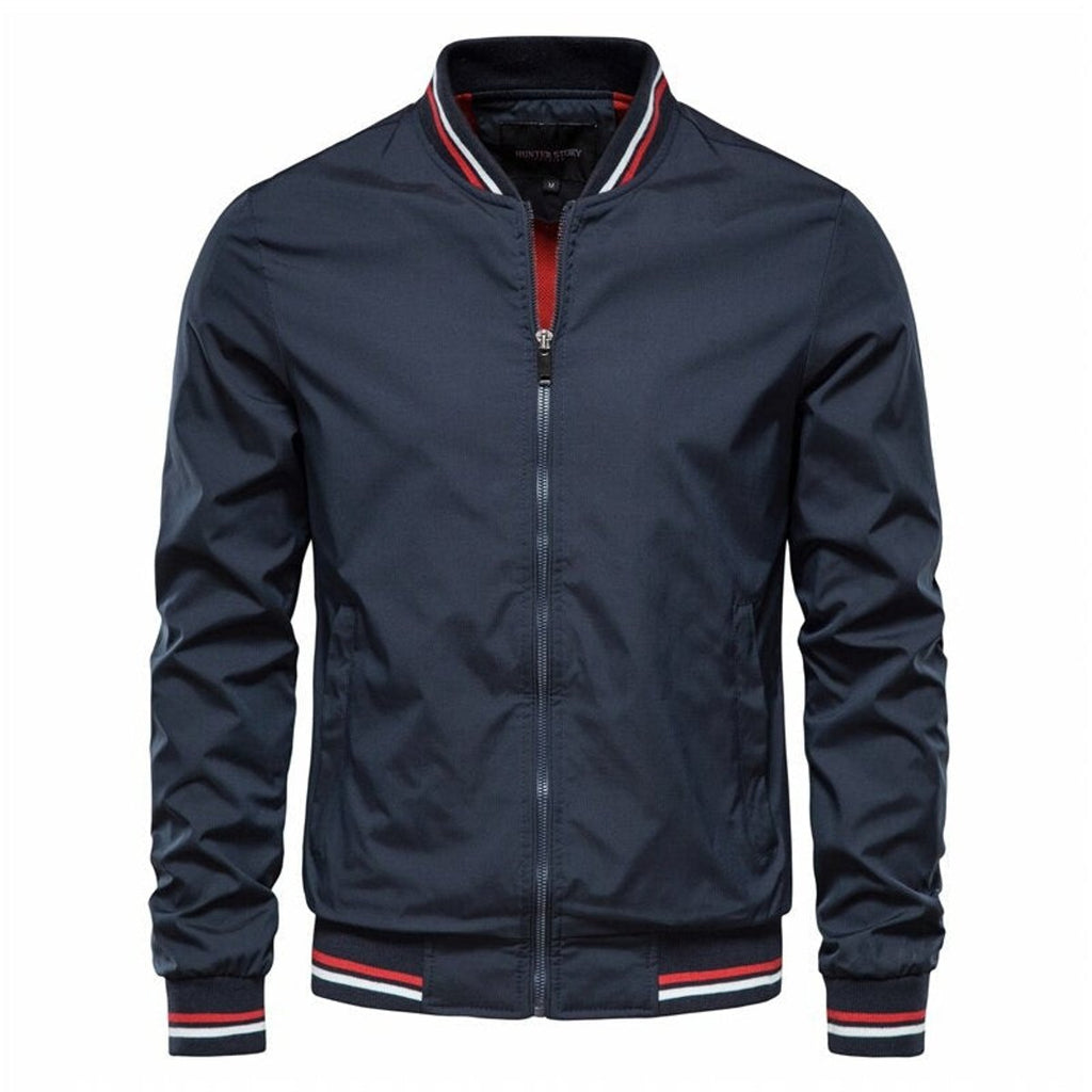 Men's Lightweight Zip-Up Bomber Jacket — Ribbed Trim