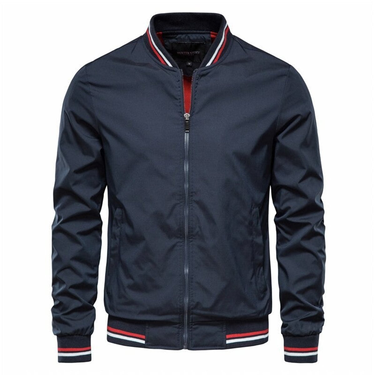 Men's Lightweight Zip-Up Bomber Jacket — Ribbed Trim