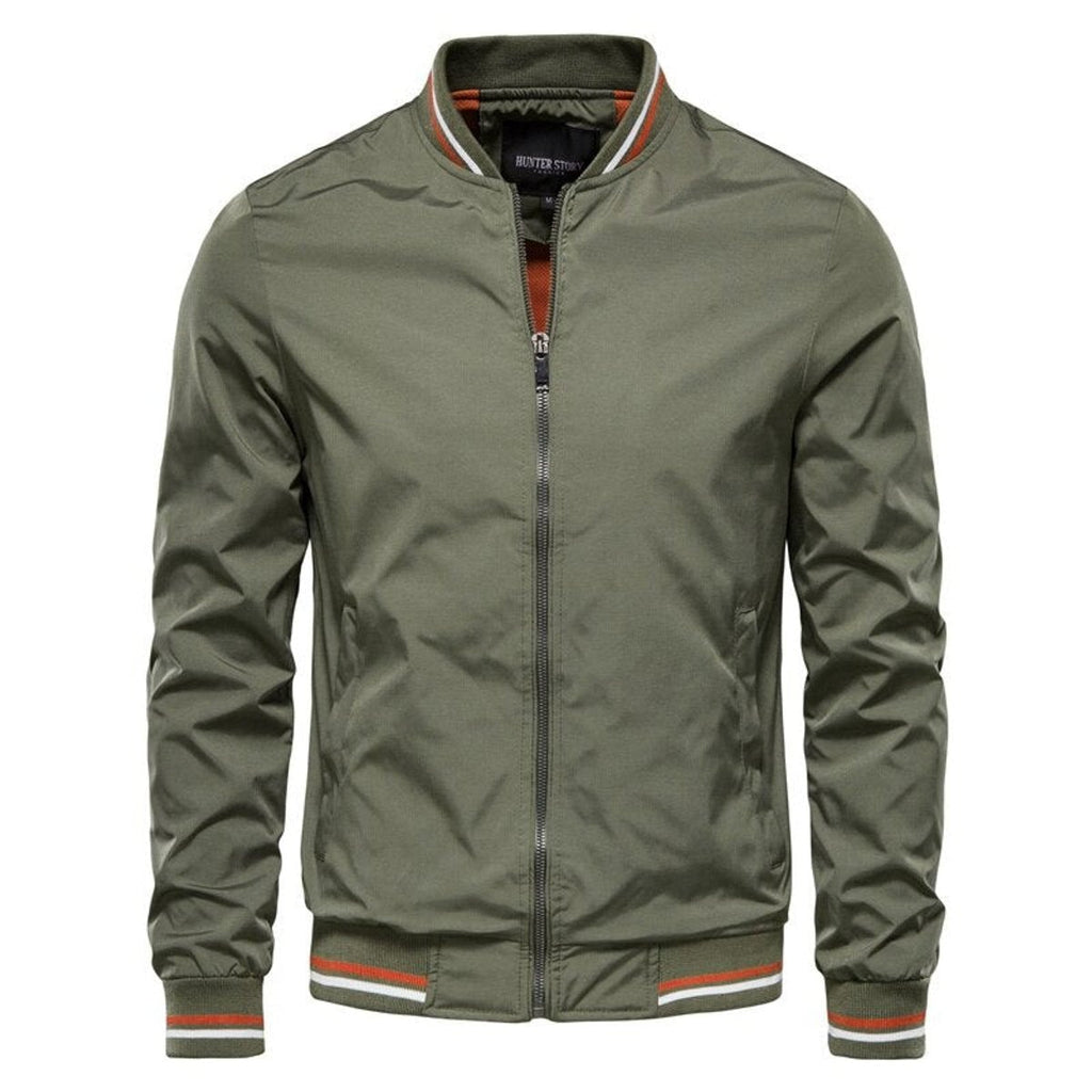 Men's Lightweight Zip-Up Bomber Jacket — Ribbed Trim