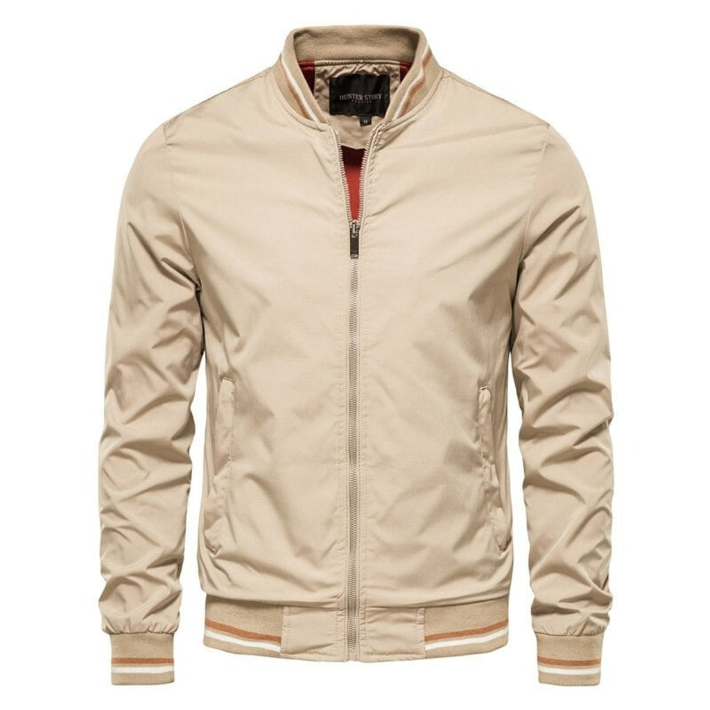 Men's Lightweight Zip-Up Bomber Jacket — Ribbed Trim