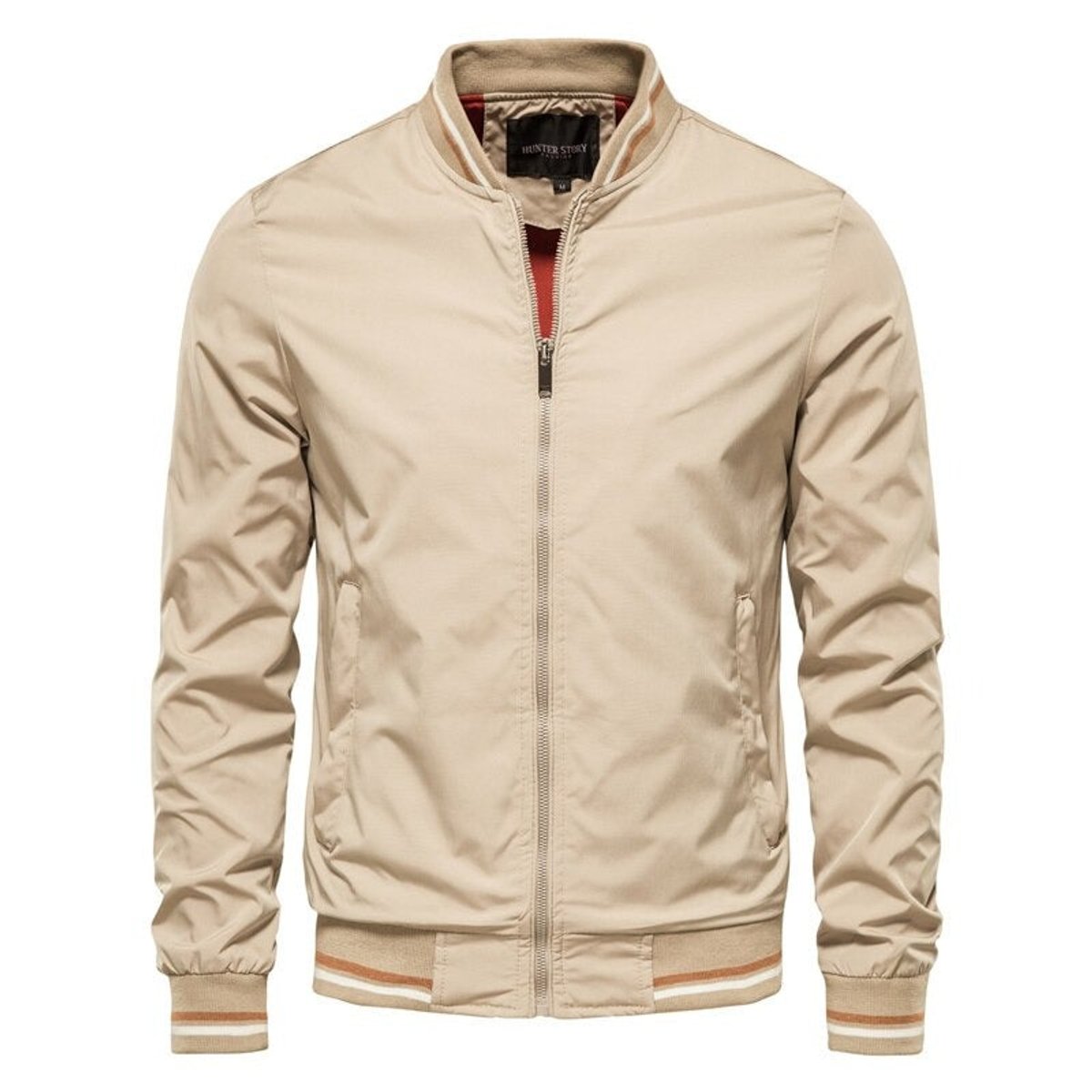 Men's Lightweight Zip-Up Bomber Jacket — Ribbed Trim